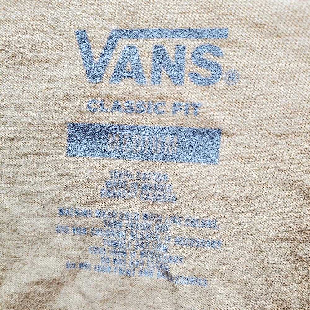 Vans Shirt Mens Medium Tee Order Up Classic Fit T-Shirt Taupe Crew Neck Top - Picture 7 of 7